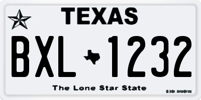 TX license plate BXL1232