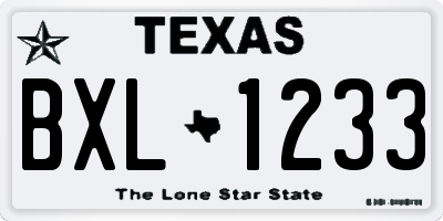 TX license plate BXL1233