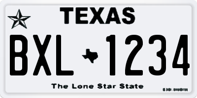 TX license plate BXL1234