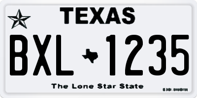 TX license plate BXL1235
