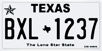 TX license plate BXL1237