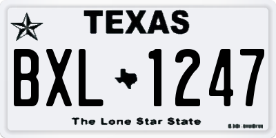 TX license plate BXL1247