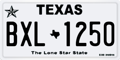 TX license plate BXL1250
