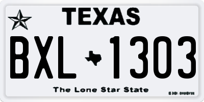 TX license plate BXL1303