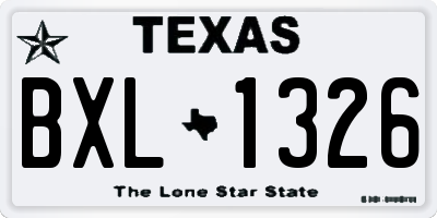 TX license plate BXL1326
