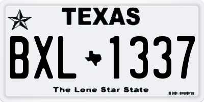 TX license plate BXL1337