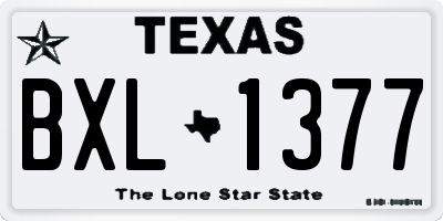 TX license plate BXL1377