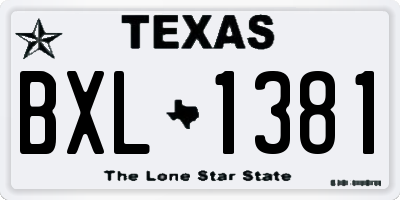 TX license plate BXL1381