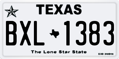 TX license plate BXL1383