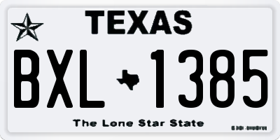 TX license plate BXL1385