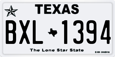 TX license plate BXL1394