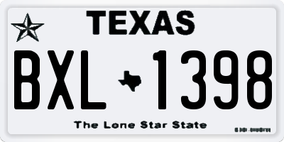 TX license plate BXL1398