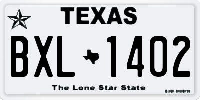 TX license plate BXL1402