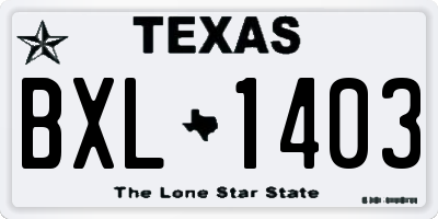 TX license plate BXL1403