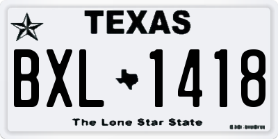 TX license plate BXL1418