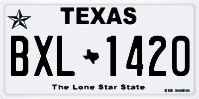 TX license plate BXL1420