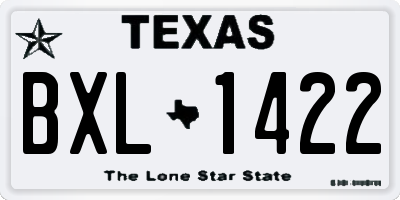 TX license plate BXL1422