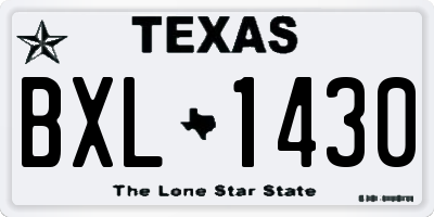 TX license plate BXL1430