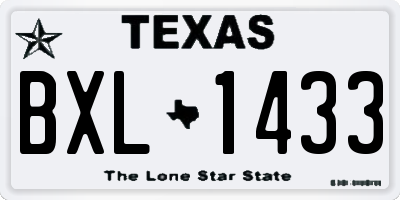 TX license plate BXL1433