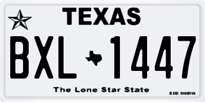 TX license plate BXL1447