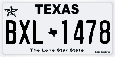 TX license plate BXL1478