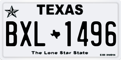 TX license plate BXL1496