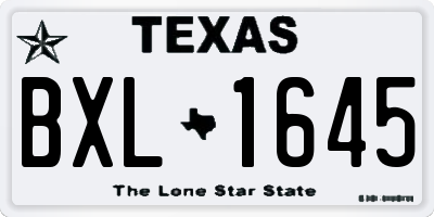 TX license plate BXL1645