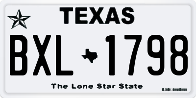 TX license plate BXL1798