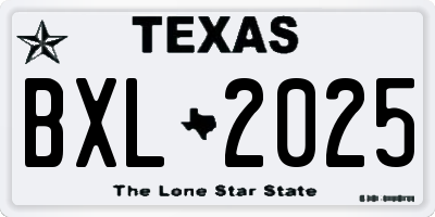 TX license plate BXL2025
