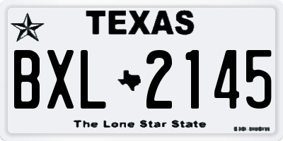 TX license plate BXL2145
