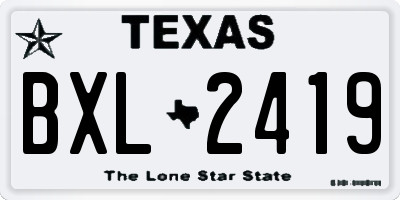 TX license plate BXL2419
