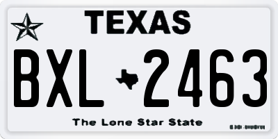 TX license plate BXL2463