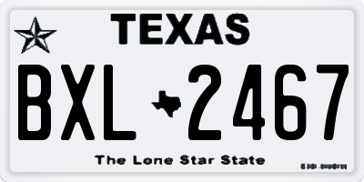 TX license plate BXL2467