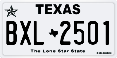 TX license plate BXL2501