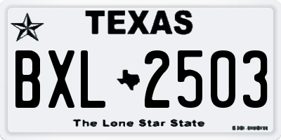 TX license plate BXL2503