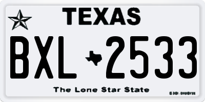 TX license plate BXL2533