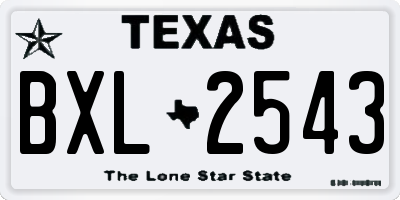 TX license plate BXL2543