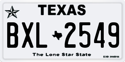 TX license plate BXL2549