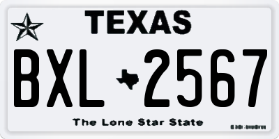 TX license plate BXL2567