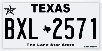 TX license plate BXL2571