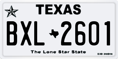 TX license plate BXL2601