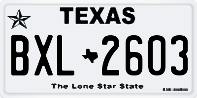 TX license plate BXL2603