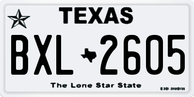 TX license plate BXL2605
