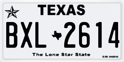 TX license plate BXL2614