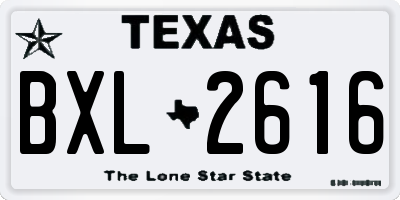 TX license plate BXL2616