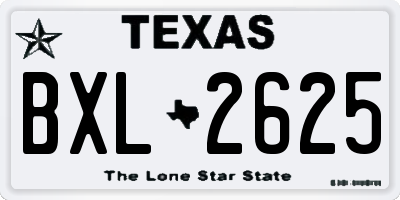TX license plate BXL2625