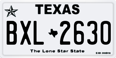 TX license plate BXL2630