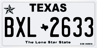 TX license plate BXL2633