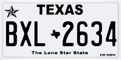 TX license plate BXL2634