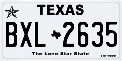 TX license plate BXL2635